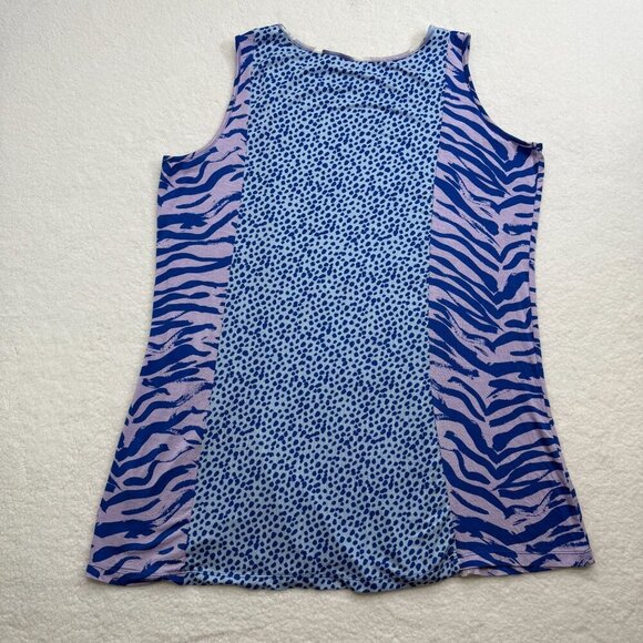 LOGO Layers Mixed Animal Print Tank Top Tunic Color Block Blue Pink Plus Size 1X - Picture 4 of 9